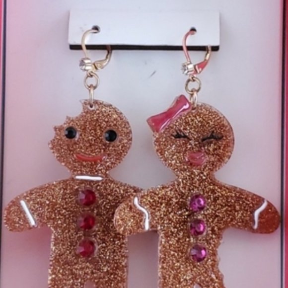 Betsey Johnson Christmas Gingerbread Earrings - Picture 3 of 3